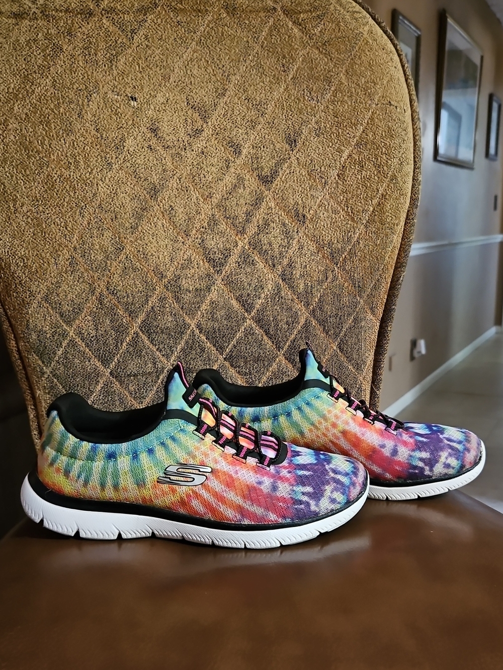 Skechers Summits Looking Groovy Slip On Sneakers Running Shoes Rainbow Tie-Dye